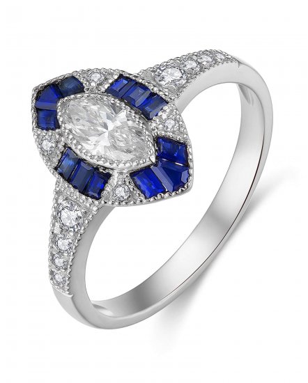 MARQUISE STYLE COLORED STONE DIAMOND RING (TR3543)